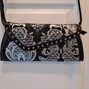 Black Patent W/Silver Damask Snake Metal Studs Gothic Vintage Inspired